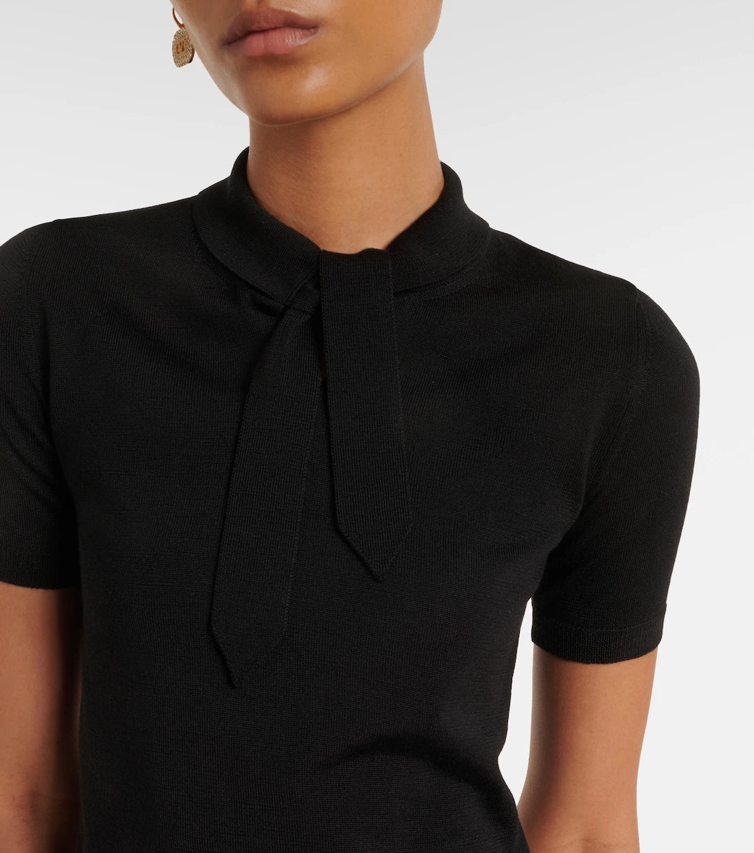 Valentino - VLogo tie-neck wool-blend top