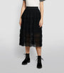 Maje Black Semi-Sheer Midi Skirt