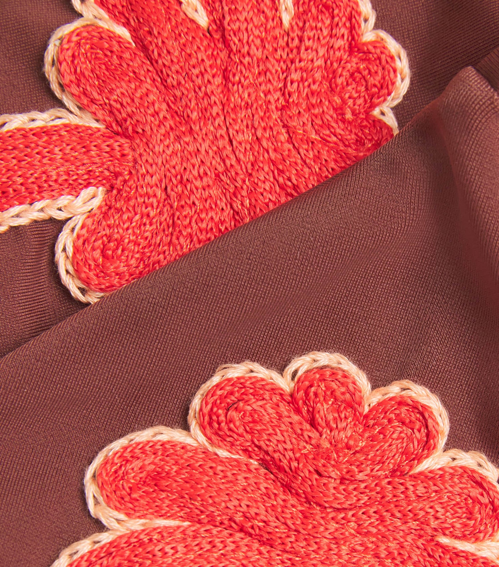 Johanna Ortiz Brown Embroidered Heatwave Bikini Top