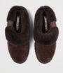Brown Diamond Maxi Suede-Shearling Mules