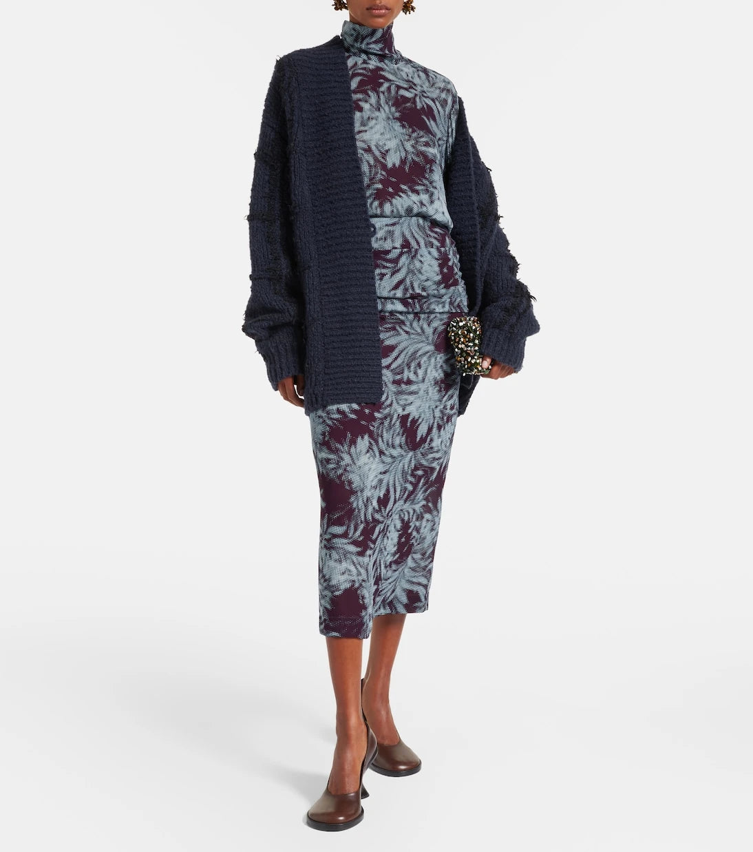 Dries Van Noten - Printed ruched midi skirt