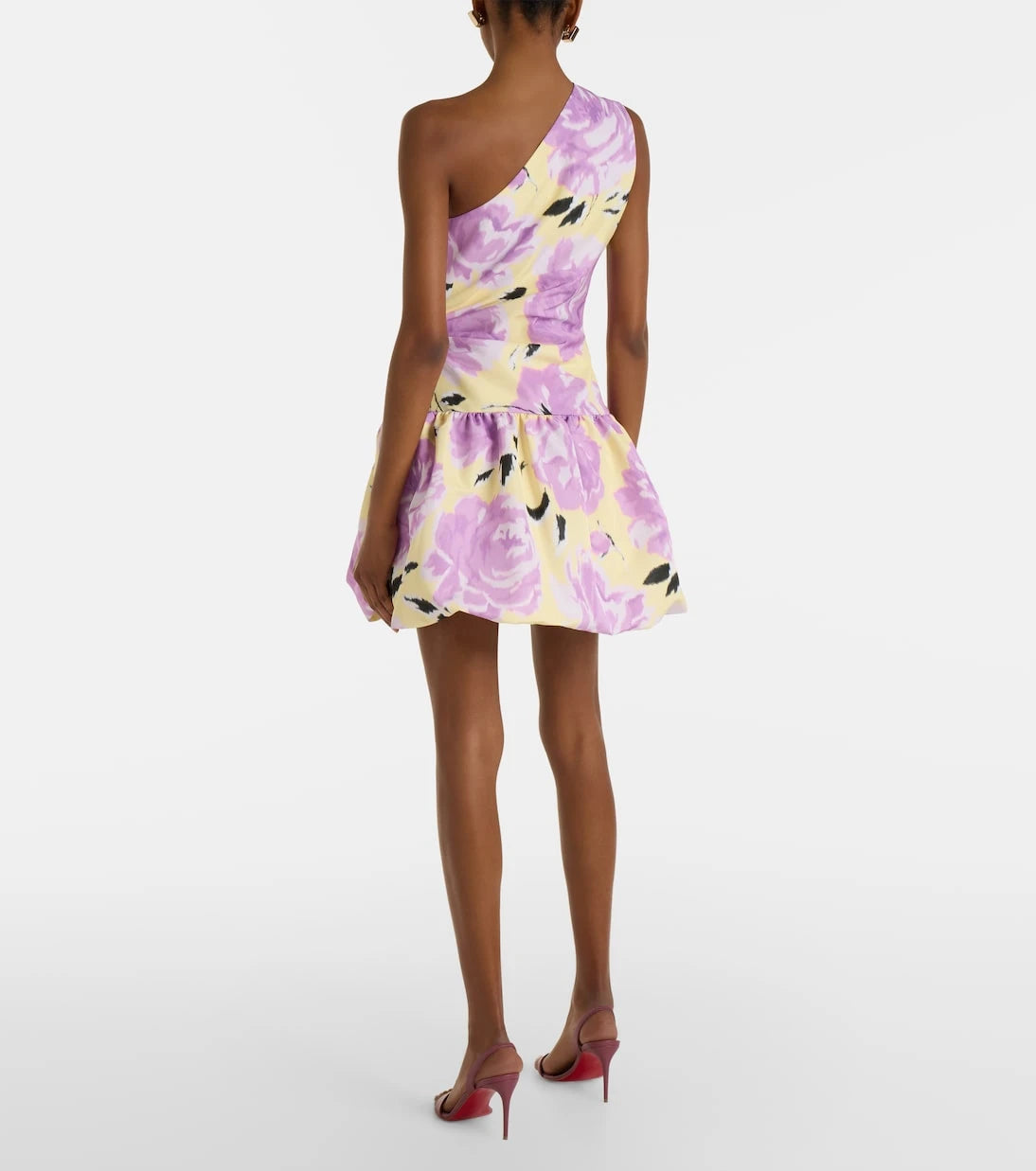 Patou - Floral gathered one-shoulder faille minidress