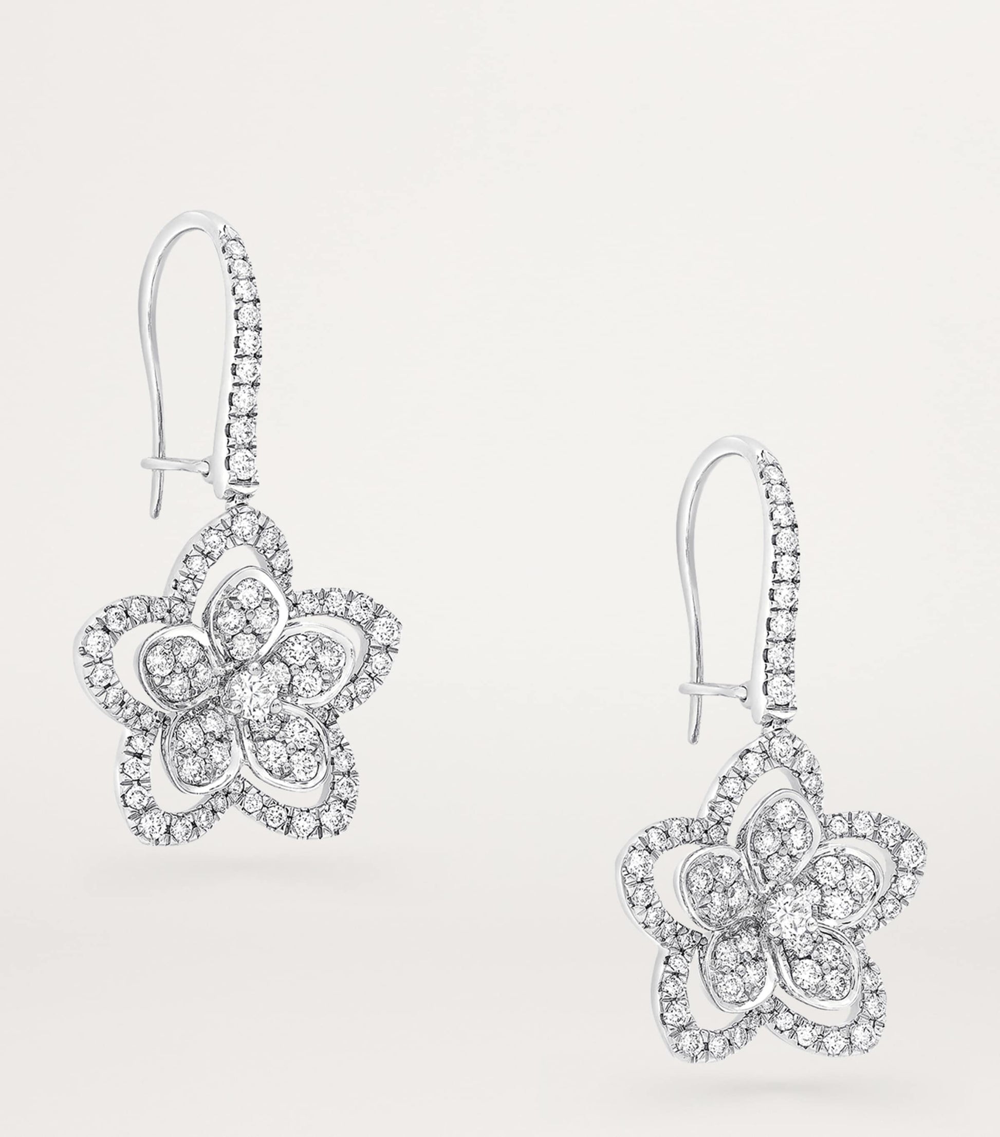 Graff White Gold and Diamond Wild Flower Earrings