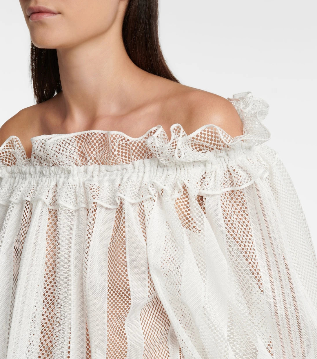 Alaïa - Off-shoulder mesh blouse