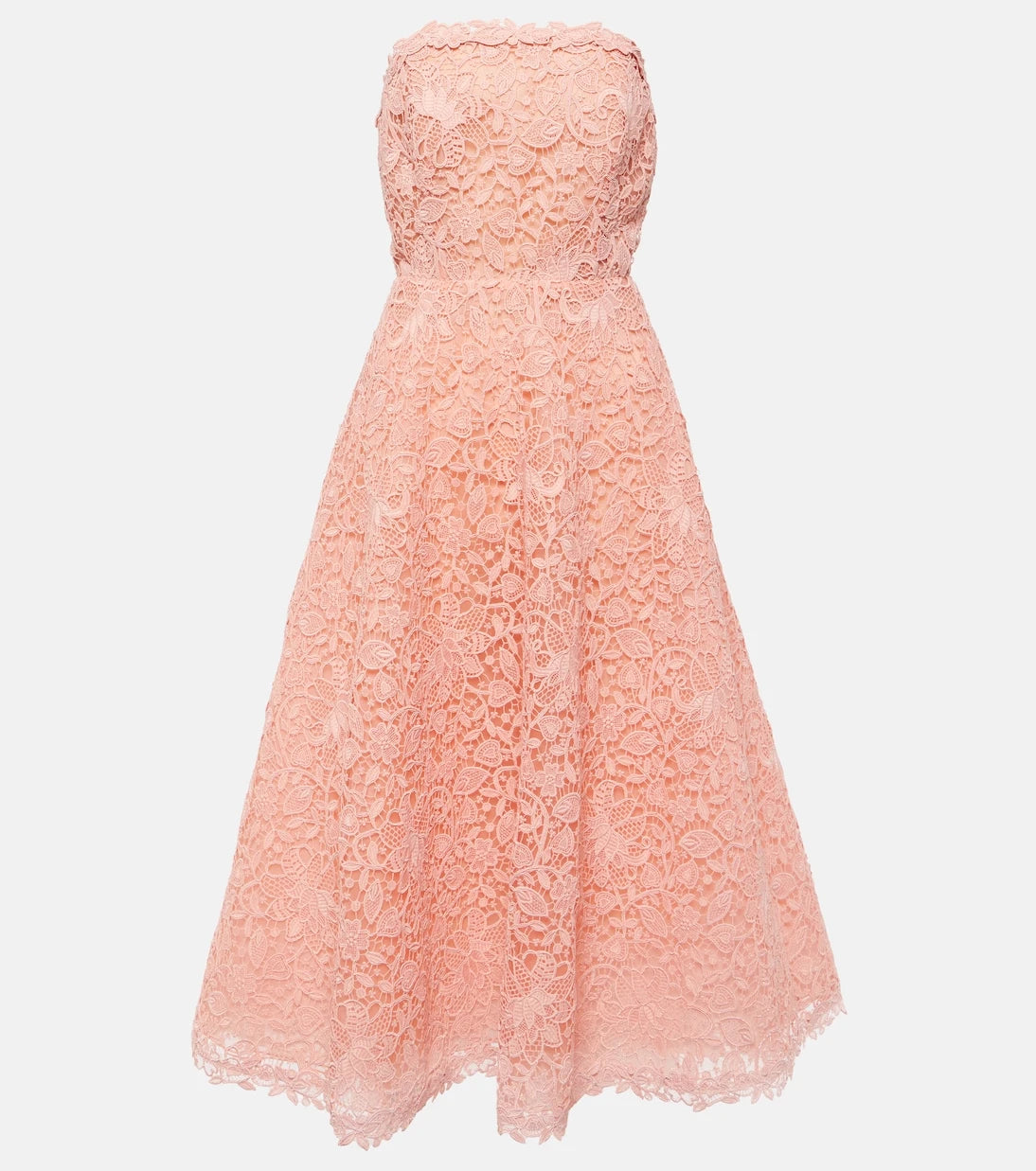 Carolina Herrera - Strapless guipure lace midi dress