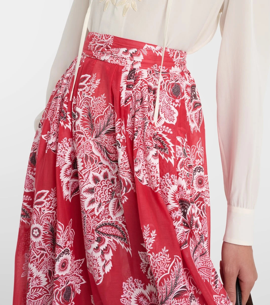 Etro - High-rise cotton and silk maxi skirt