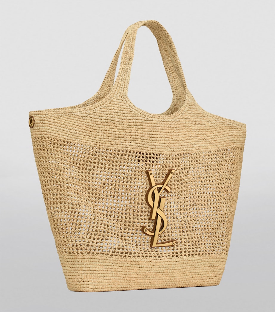 Saint Laurent Brown Raffia Icare Tote Bag