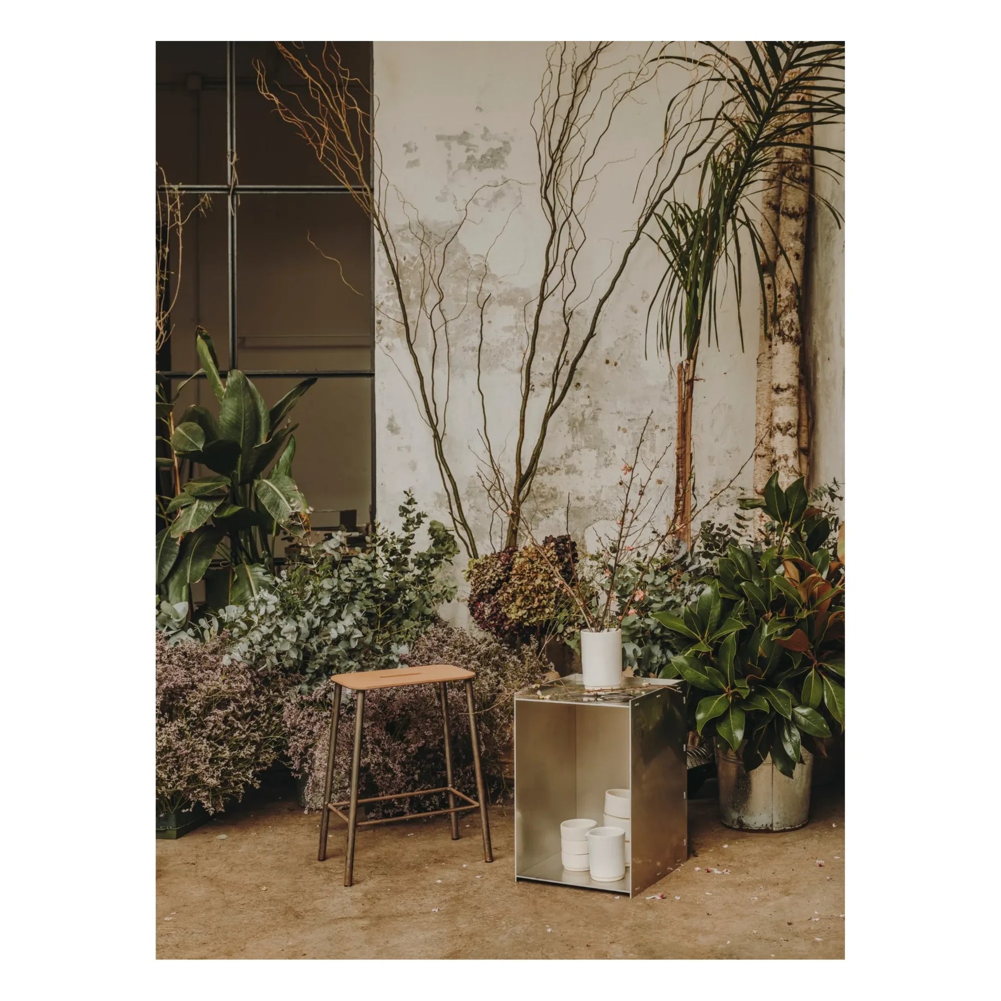 Frama - Adam Stool, Leather Seat | Silver
