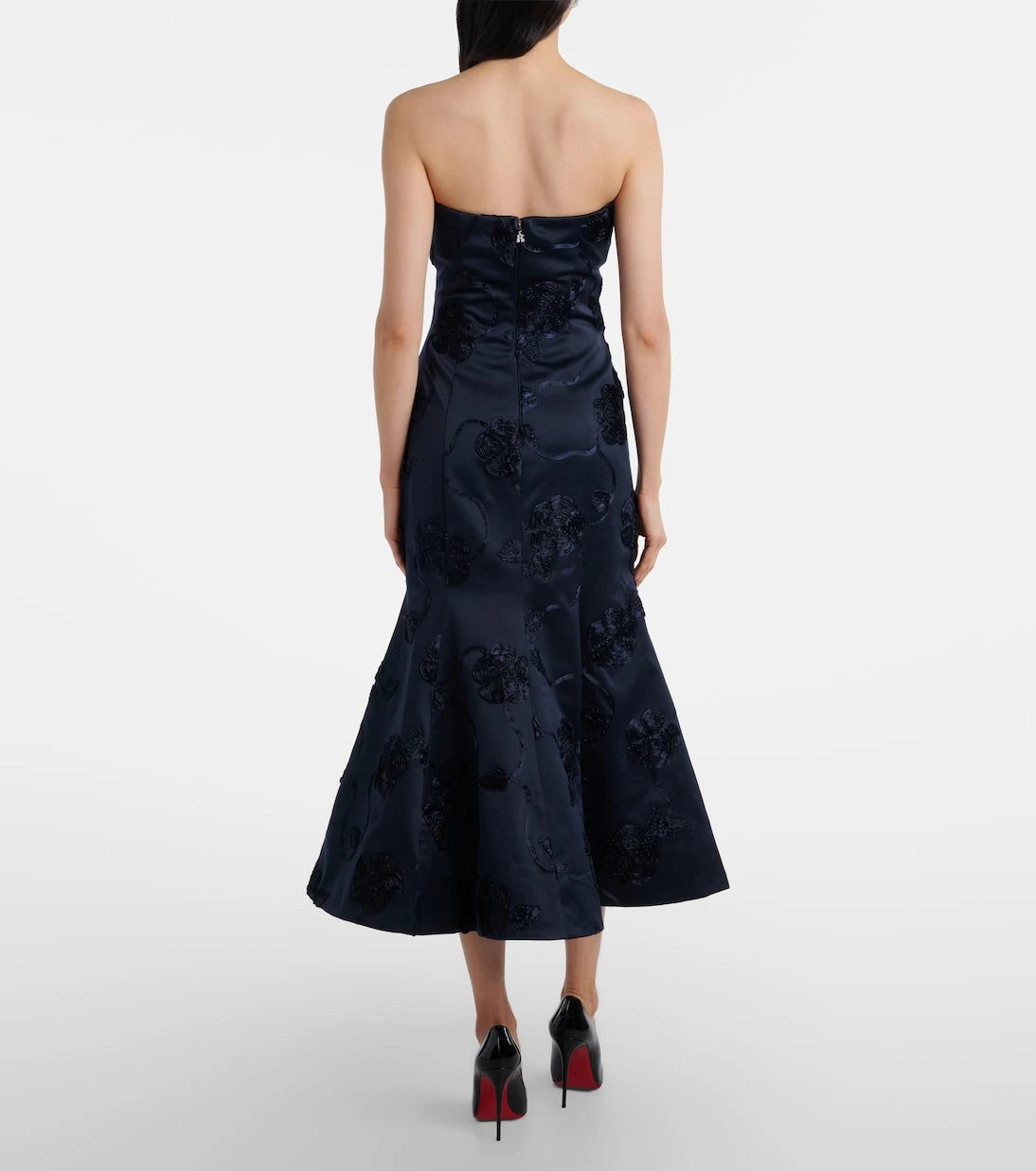 Rotate - Floral embroidered strapless midi dress