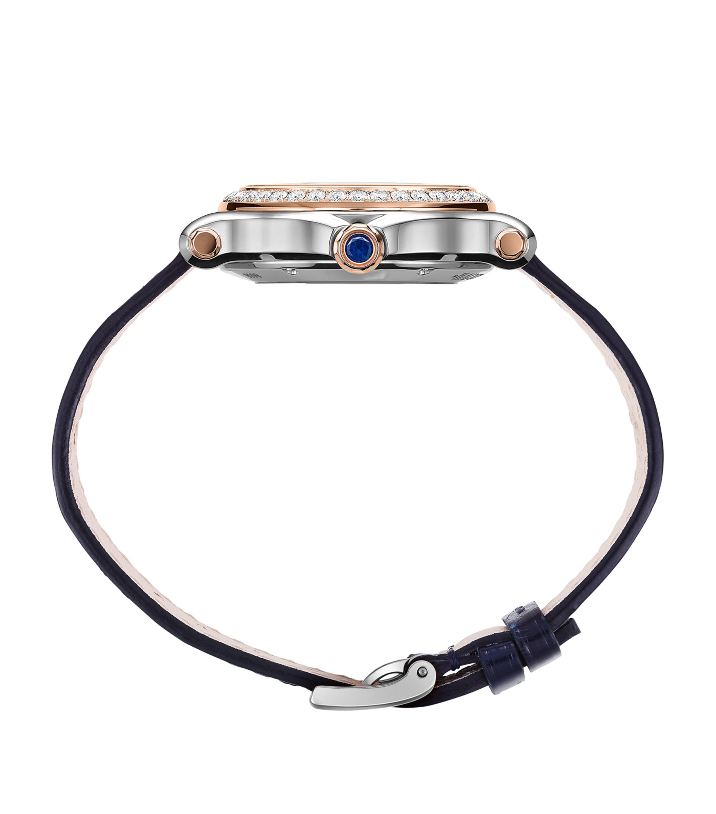 Rose Gold, Stainless Steel and Diamond Happy Sport Automatic Watch 33mm