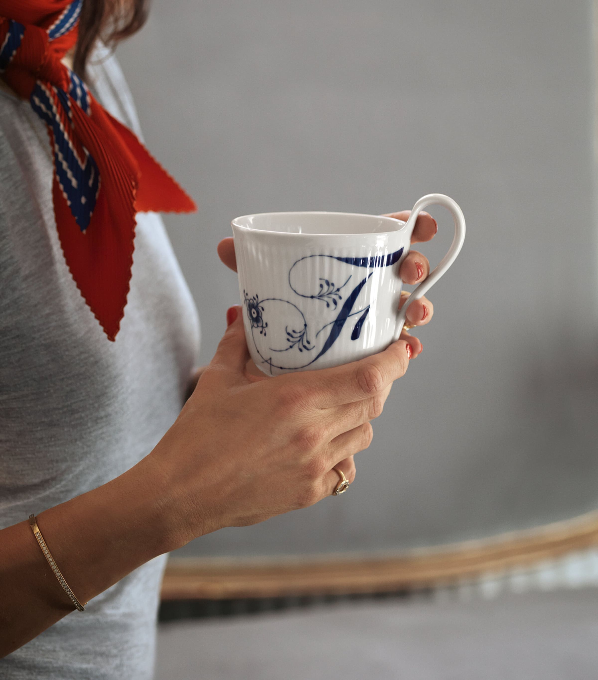 Royal Copenhagen Porcelain Fluted Alphabet Mug