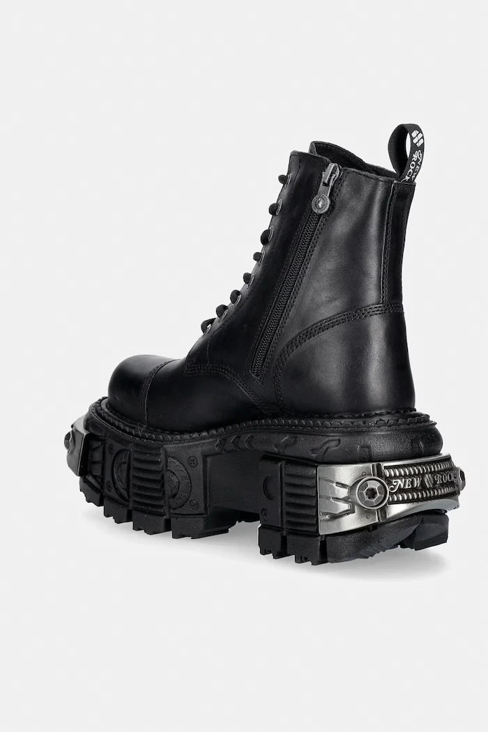 New Rock CRUST NEGRO IMPERFECT TANK kadın deri platform bot