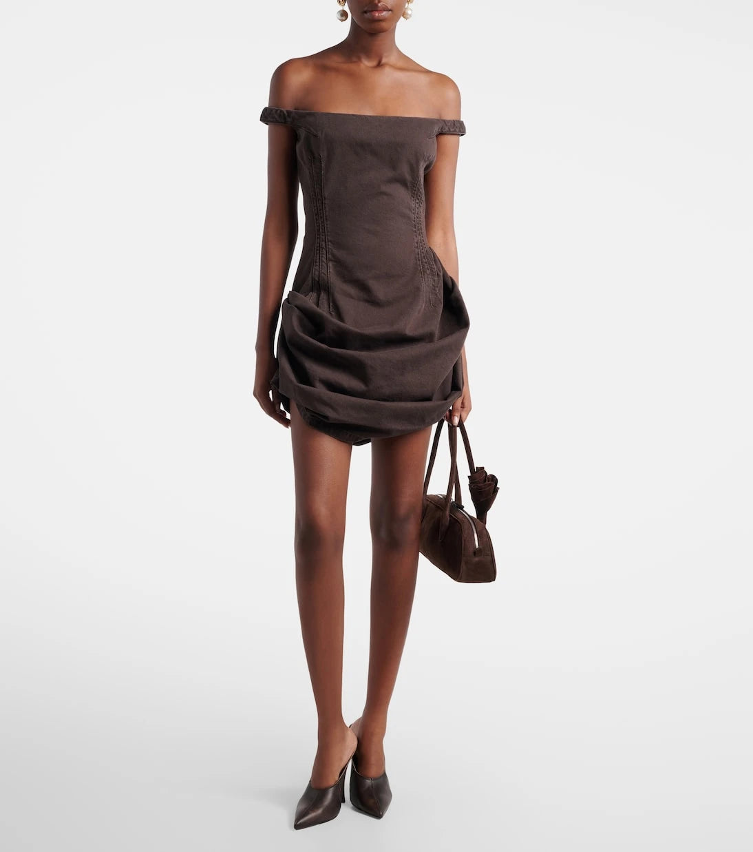 Magda Butrym - Gathered off-shoulder denim minidress