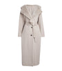 Beige Hooded Mink Fur-Trim Coat