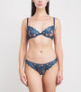 Fleur Du Mal Blue Lily Embroidered Hipster Thong