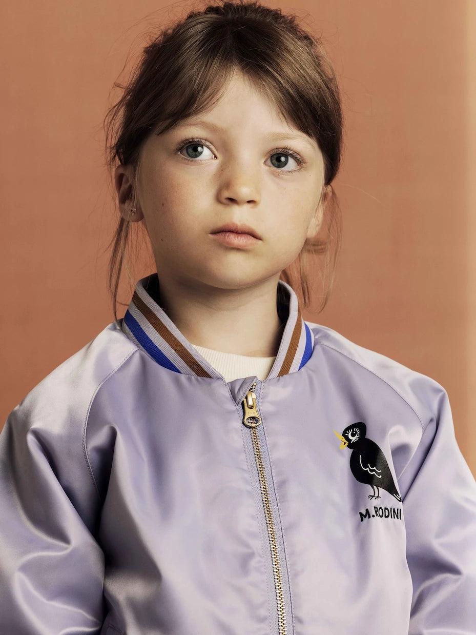 Mini Rodini - Embroidered logo satin bomber jacket