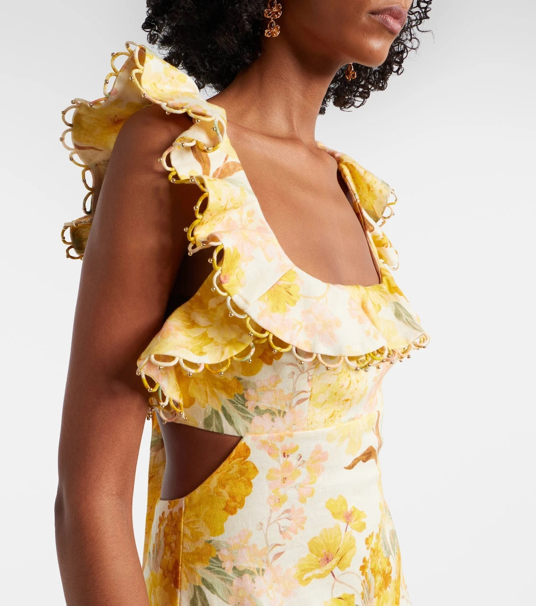 Zimmermann - Como floral ruffled linen midi dress