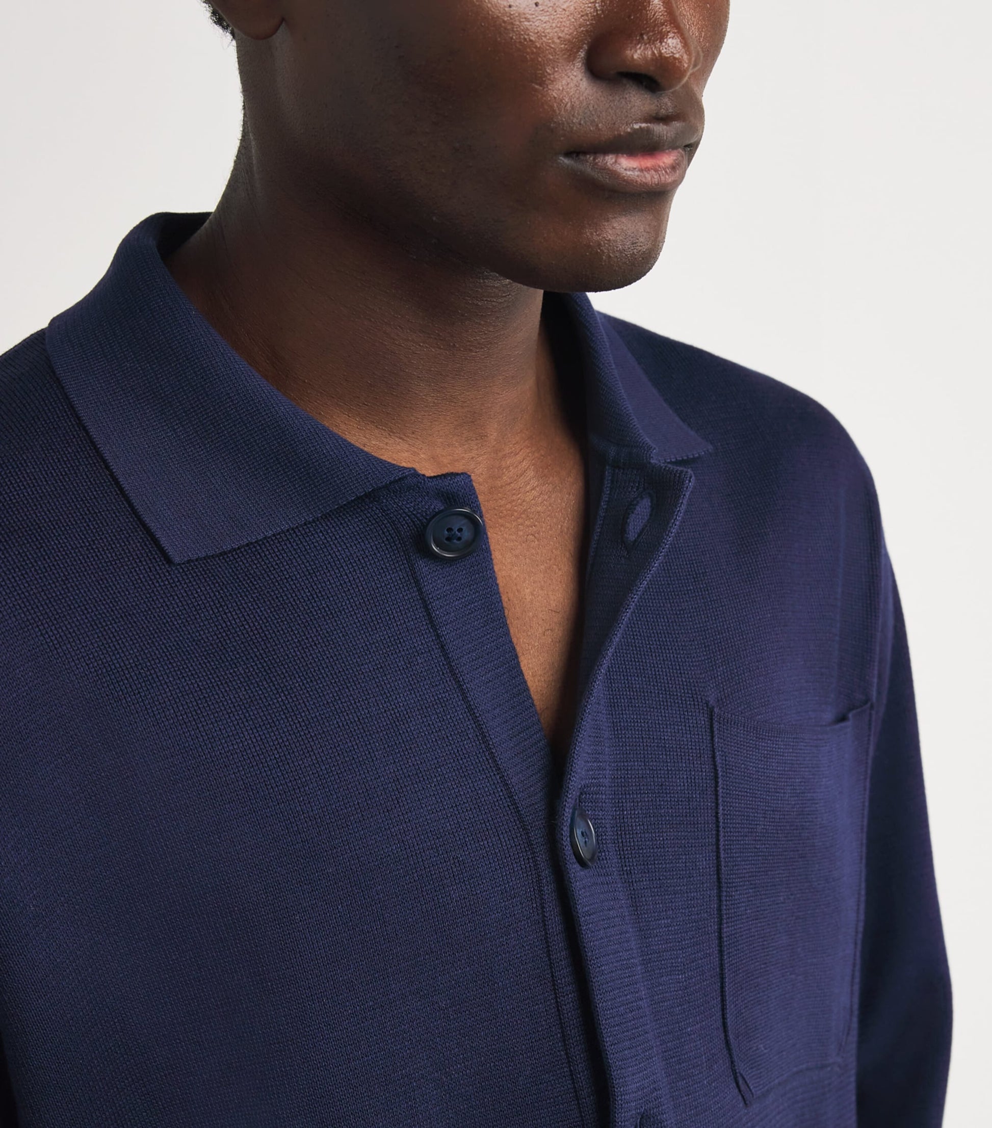 Navy Cotton Three-Pocket Overshirt