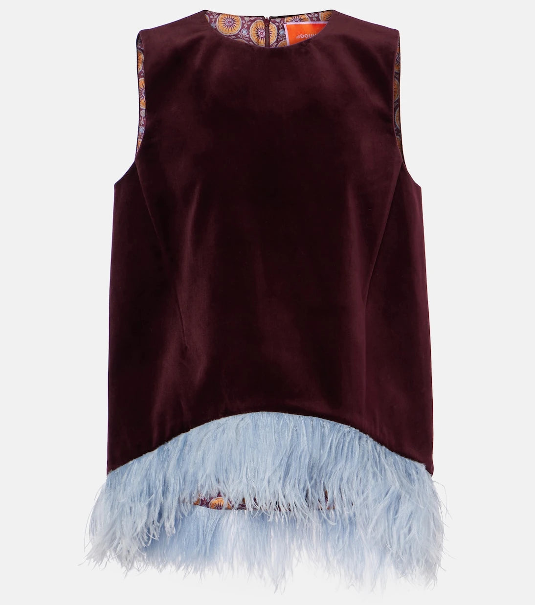 La DoubleJ - La Scala feather-trimmed cotton velvet top