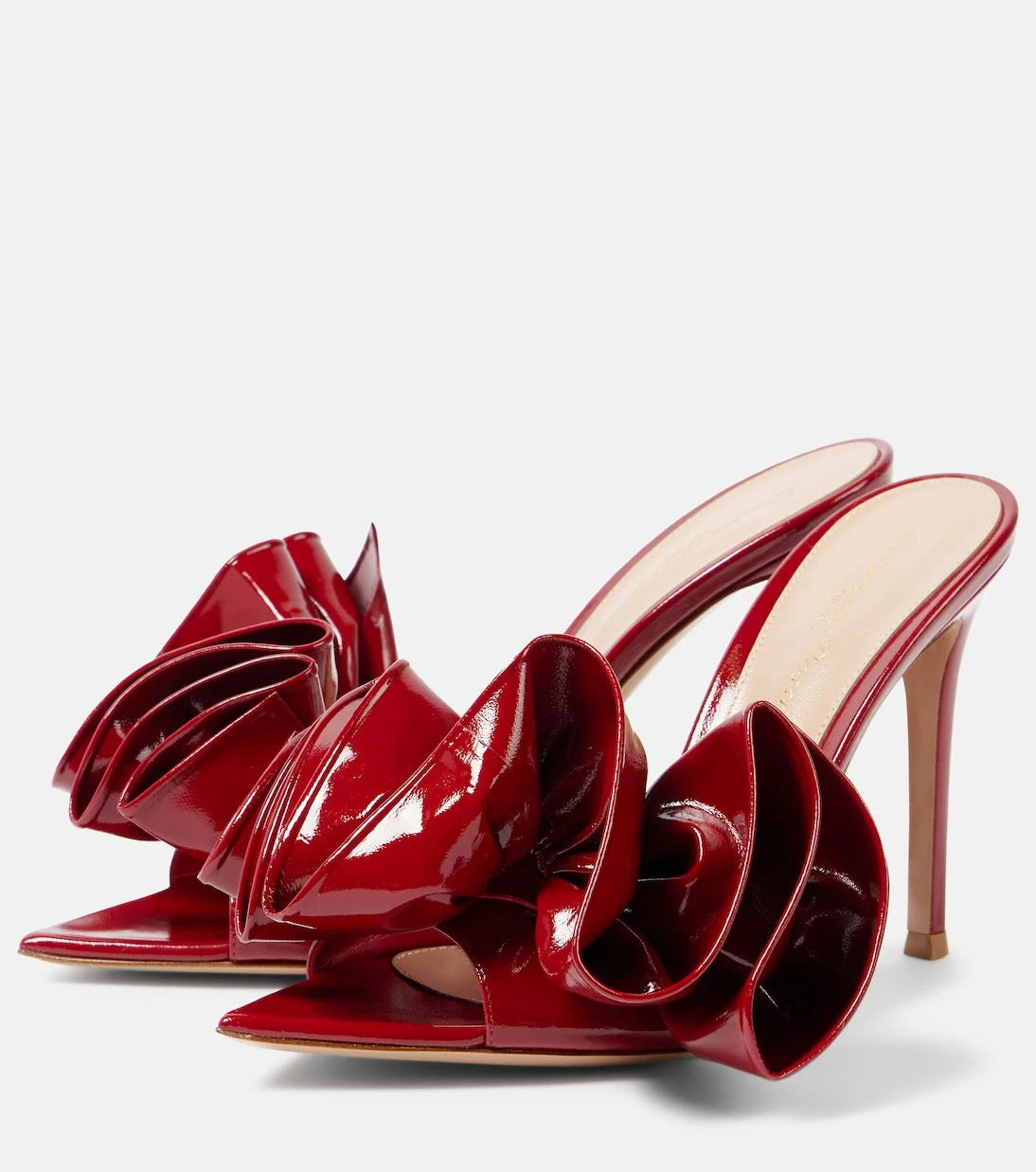 Gianvito Rossi - Gabrielle 105 ruffled patent leather mules