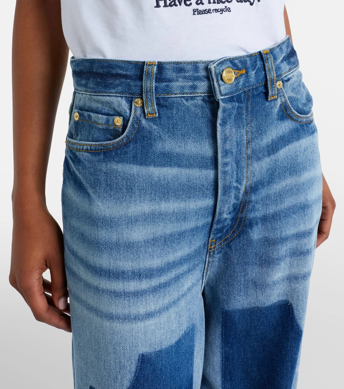 Ganni - High-rise wide-leg jeans