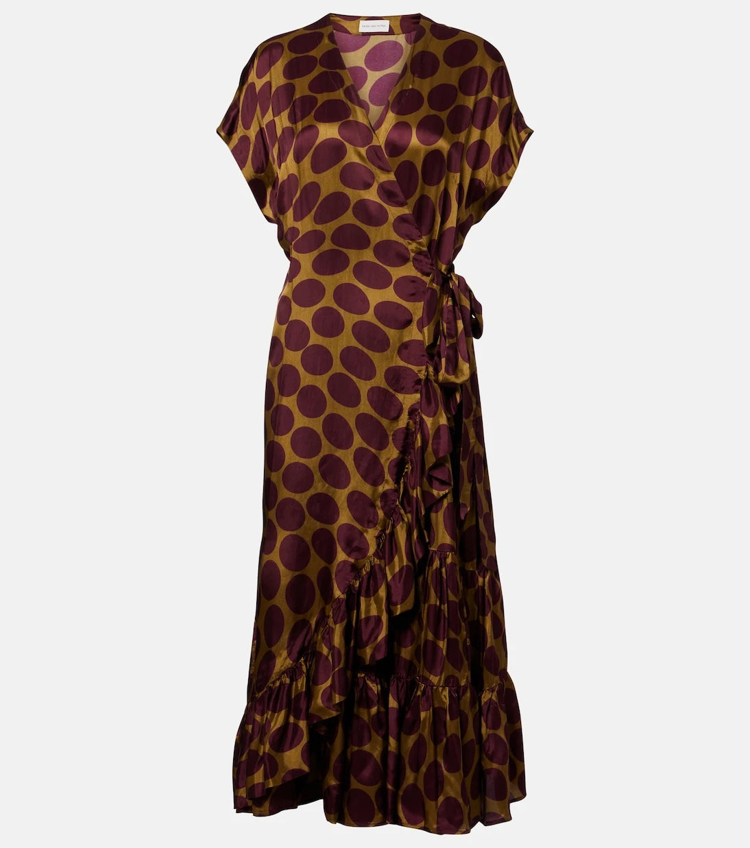 Dries Van Noten - Polka-dot satin wrap dress