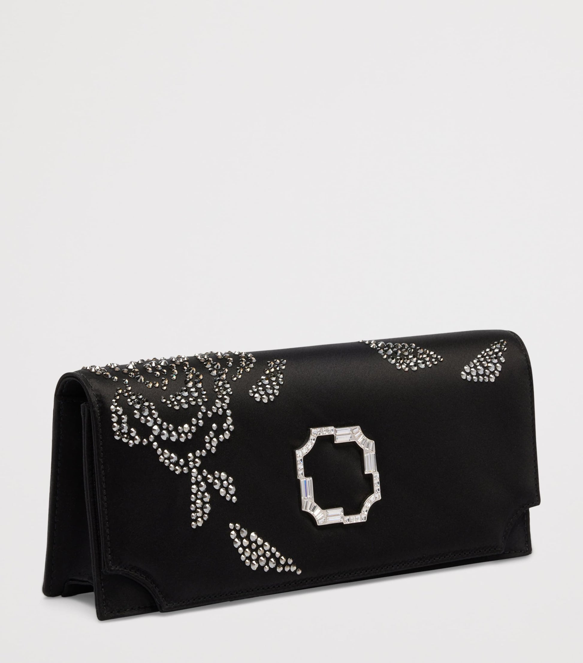 Malone Souliers Black Satin Embellished Vivien Clutch Bag
