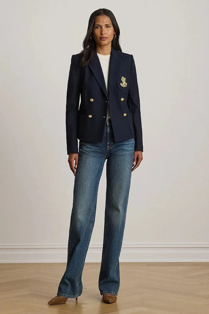 Lauren Ralph Lauren pamuklu ve elastan karışımlı kruvaze ceket