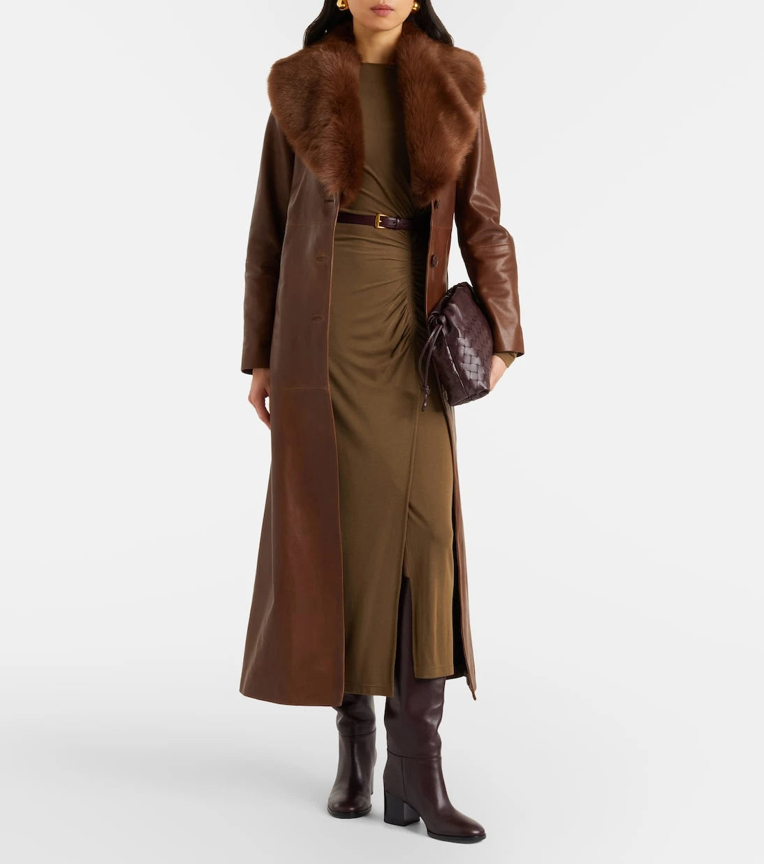 Nour Hammour - Dakota shearling-trimmed leather coat