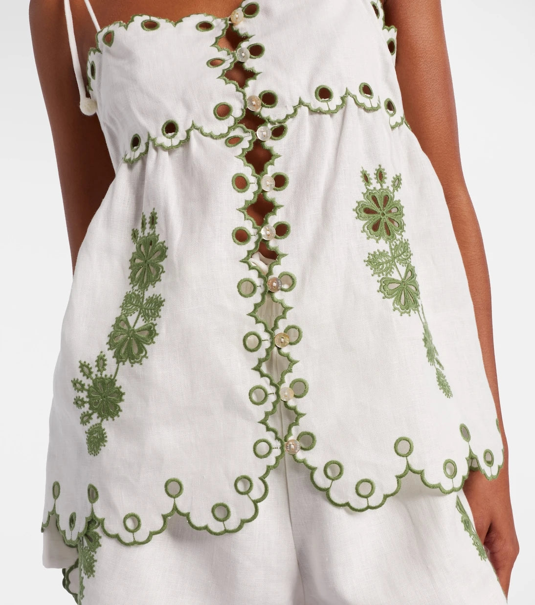 Farm Rio - Broderie anglaise cutout linen top