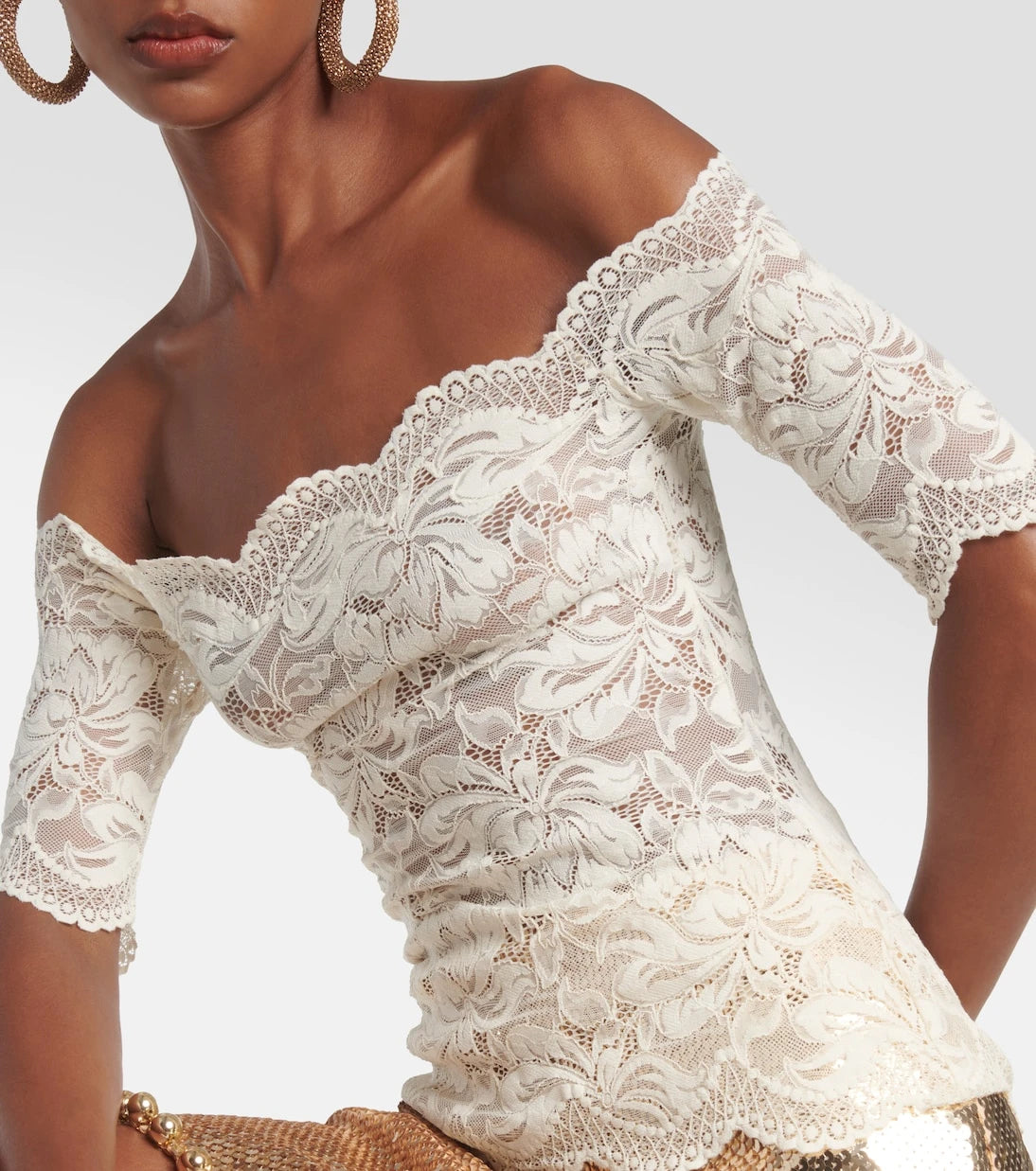 Rabanne - Off-shoulder lace top