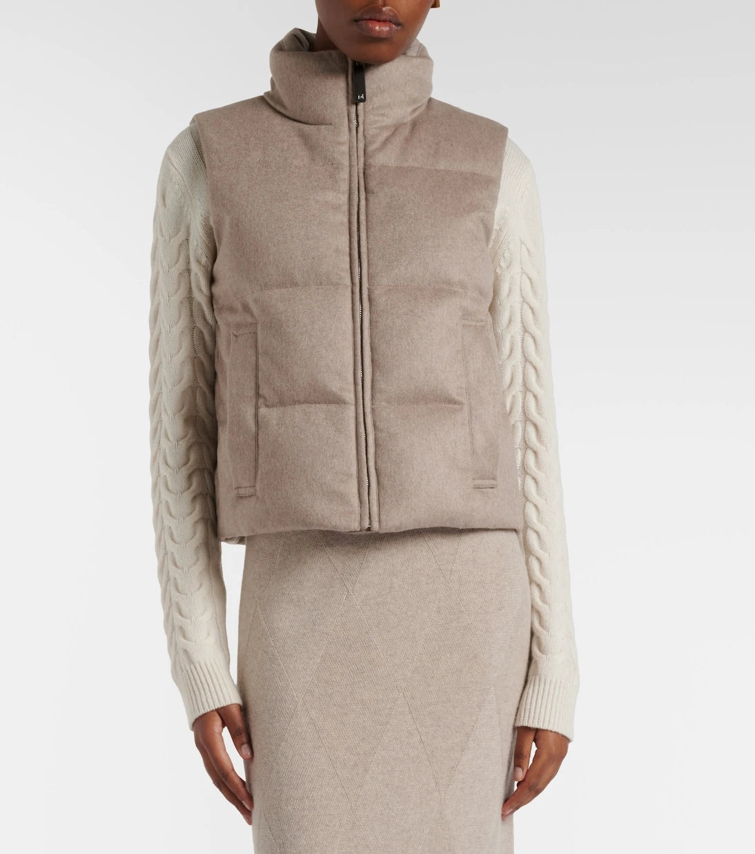 Max Mara - Kapitoneli kaşmir kaz tüyü yelek