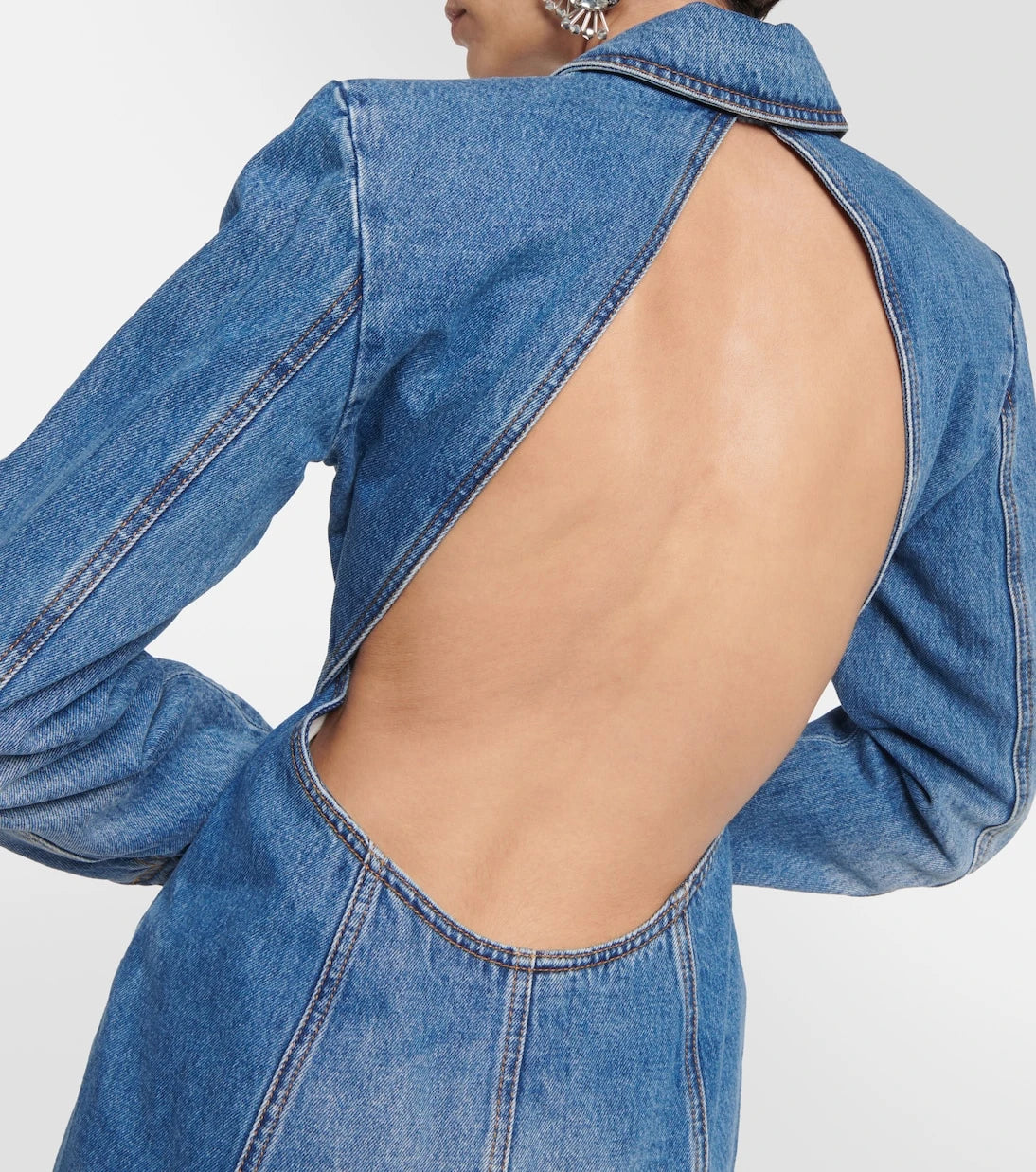 Area - Embellished cutout denim blazer