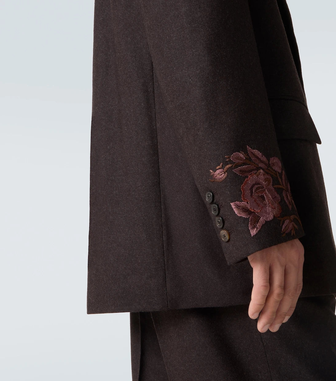 Dries Van Noten - Embroidered wool flannel blazer