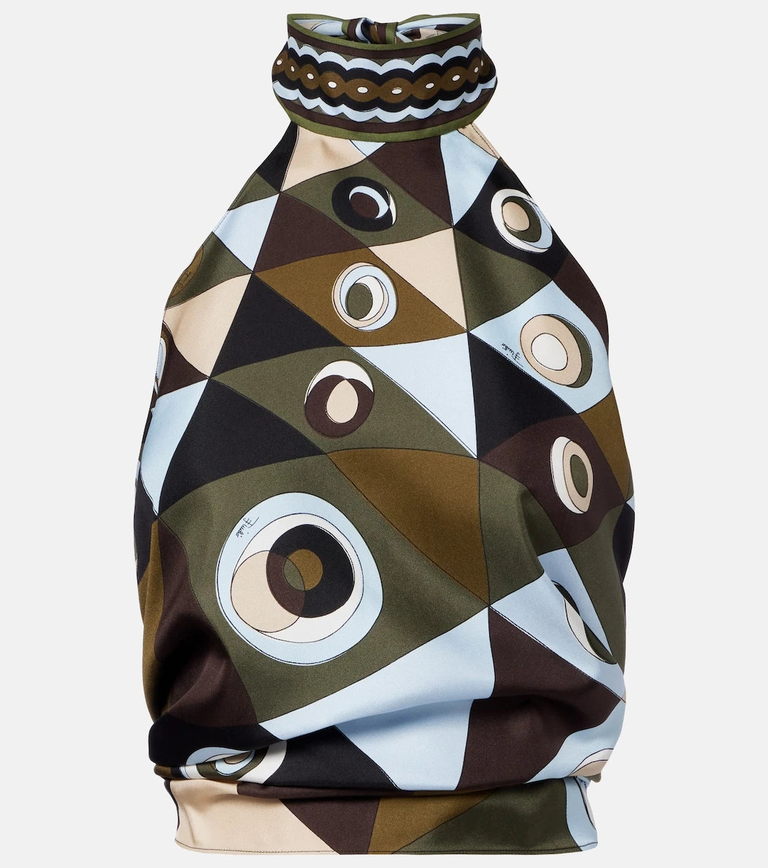 Pucci - Occhi halterneck open-back silk twill top