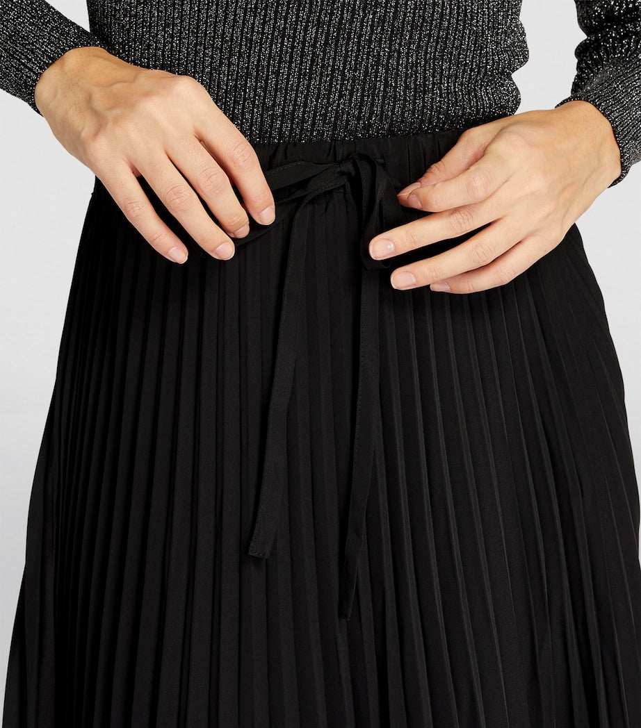 Claudie Pierlot Black Pleated Asymmetric Midi Skirt