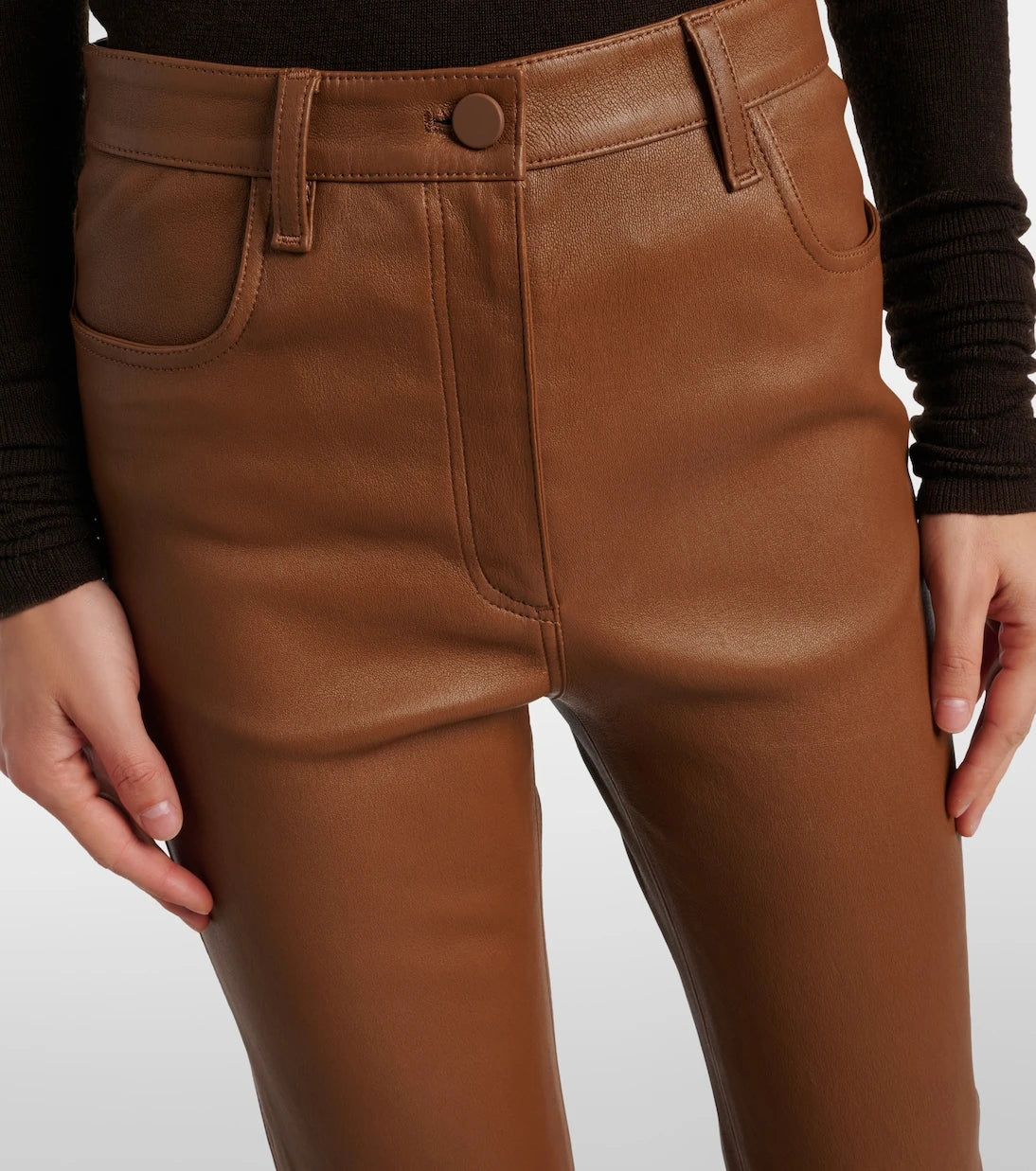Joseph - Cropped leather bootcut pants