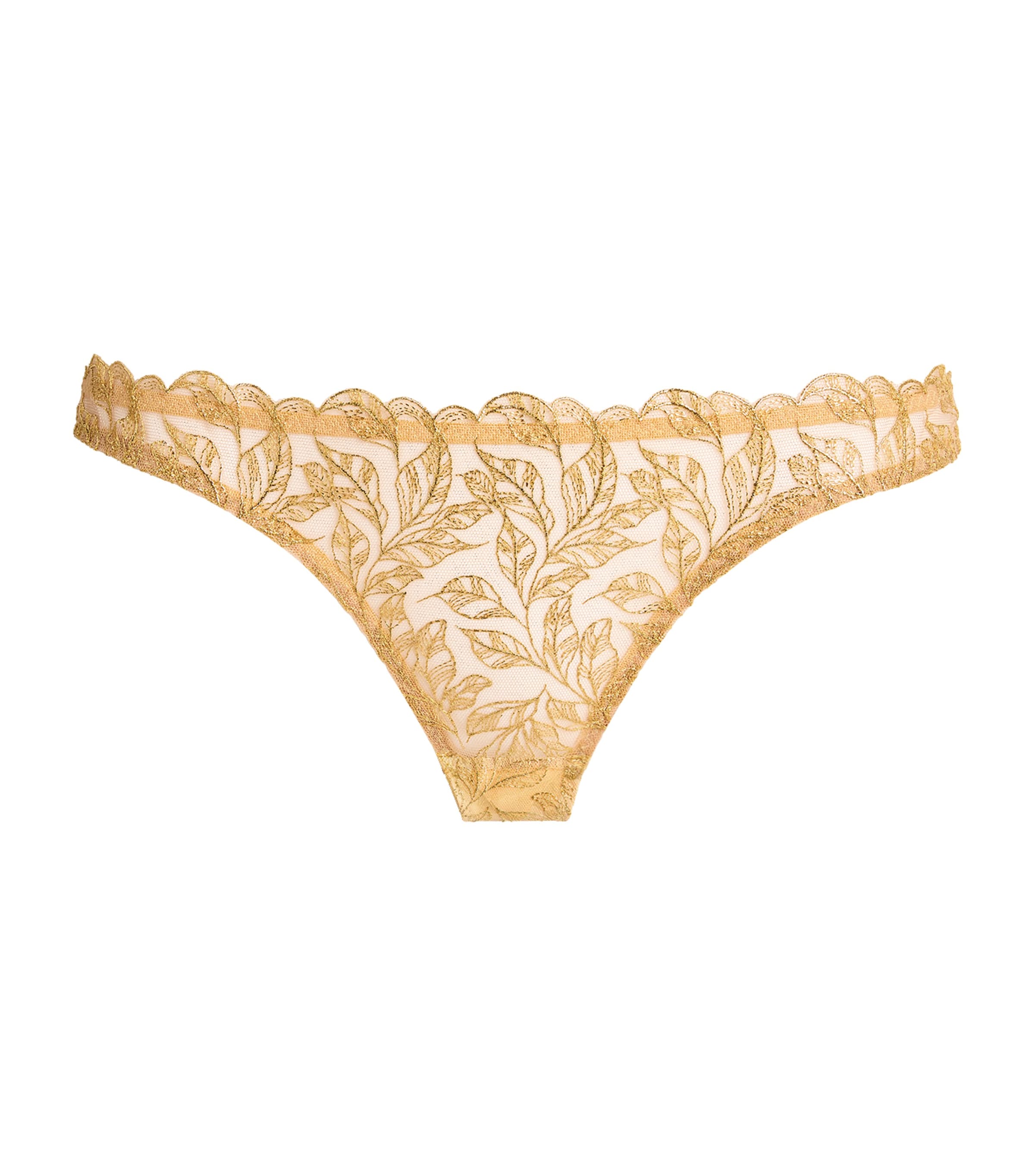 Coco De Mer Gold Embroidered Liora Brazilian Briefs