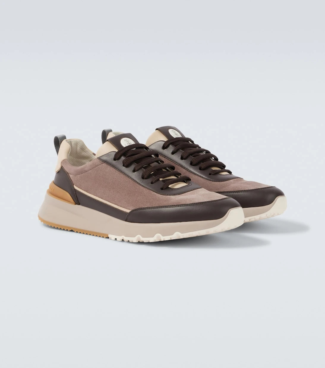 Brunello Cucinelli - Leather-trimmed suede sneakers