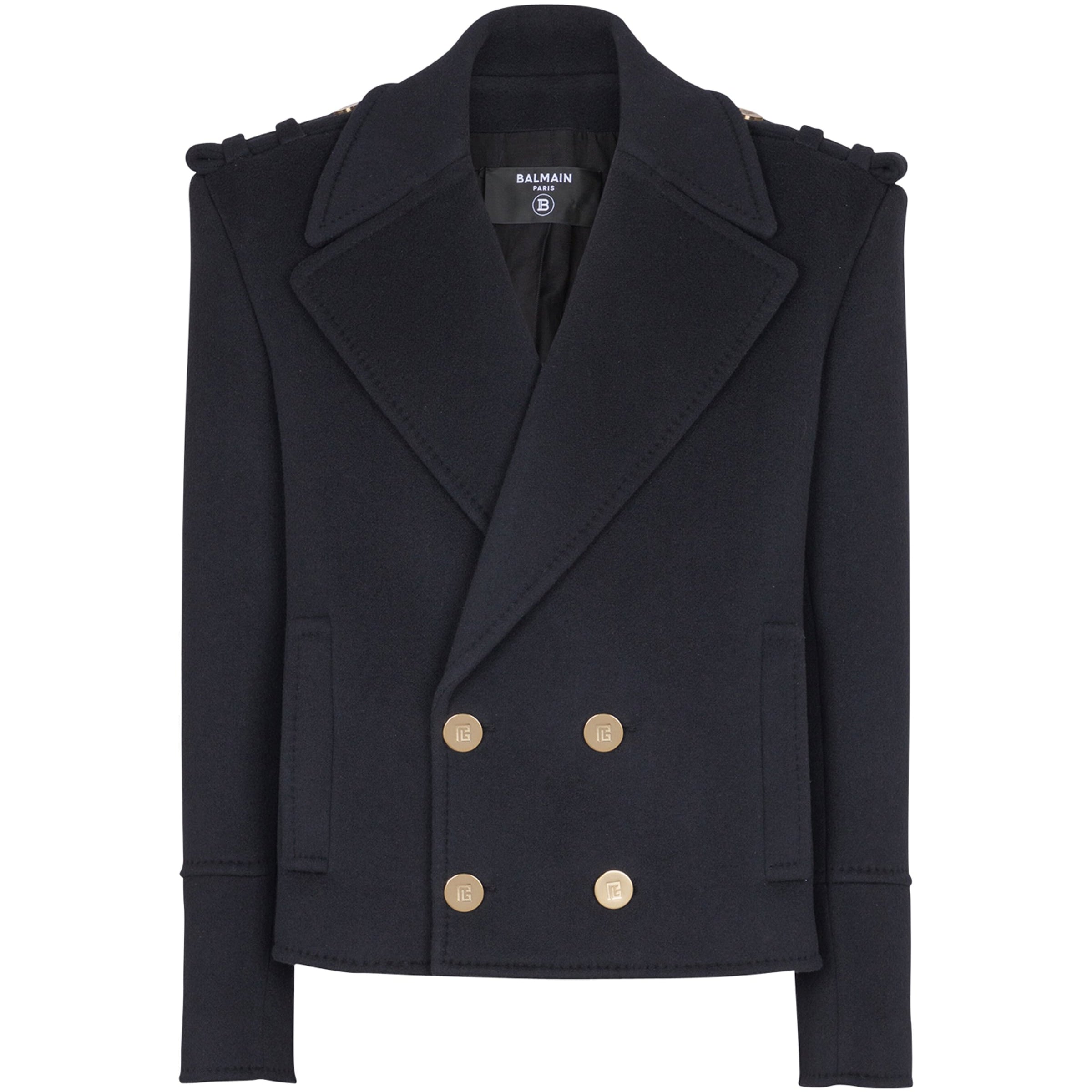 Navy Virgin Wool-Cashmere Reefer Jacket