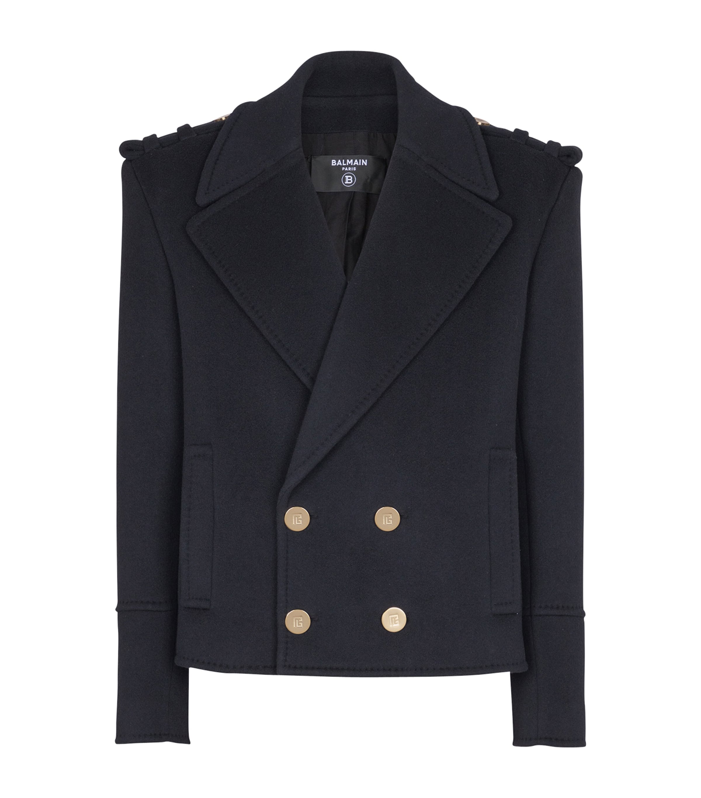Navy Virgin Wool-Cashmere Reefer Jacket