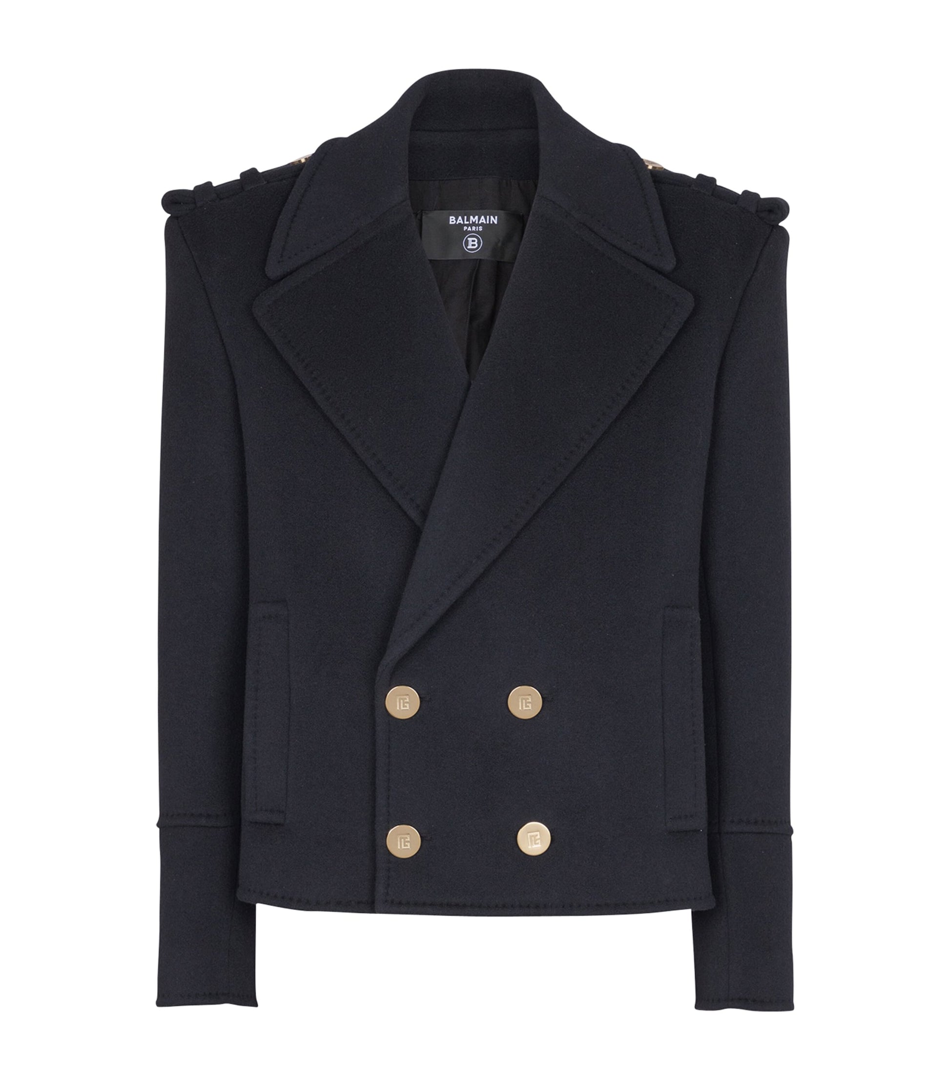 Navy Virgin Wool-Cashmere Reefer Jacket