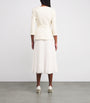Self-Portrait Ivory Bouclé Long-Sleeve Midi Dress