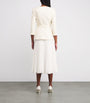 Self-Portrait Ivory Bouclé Long-Sleeve Midi Dress
