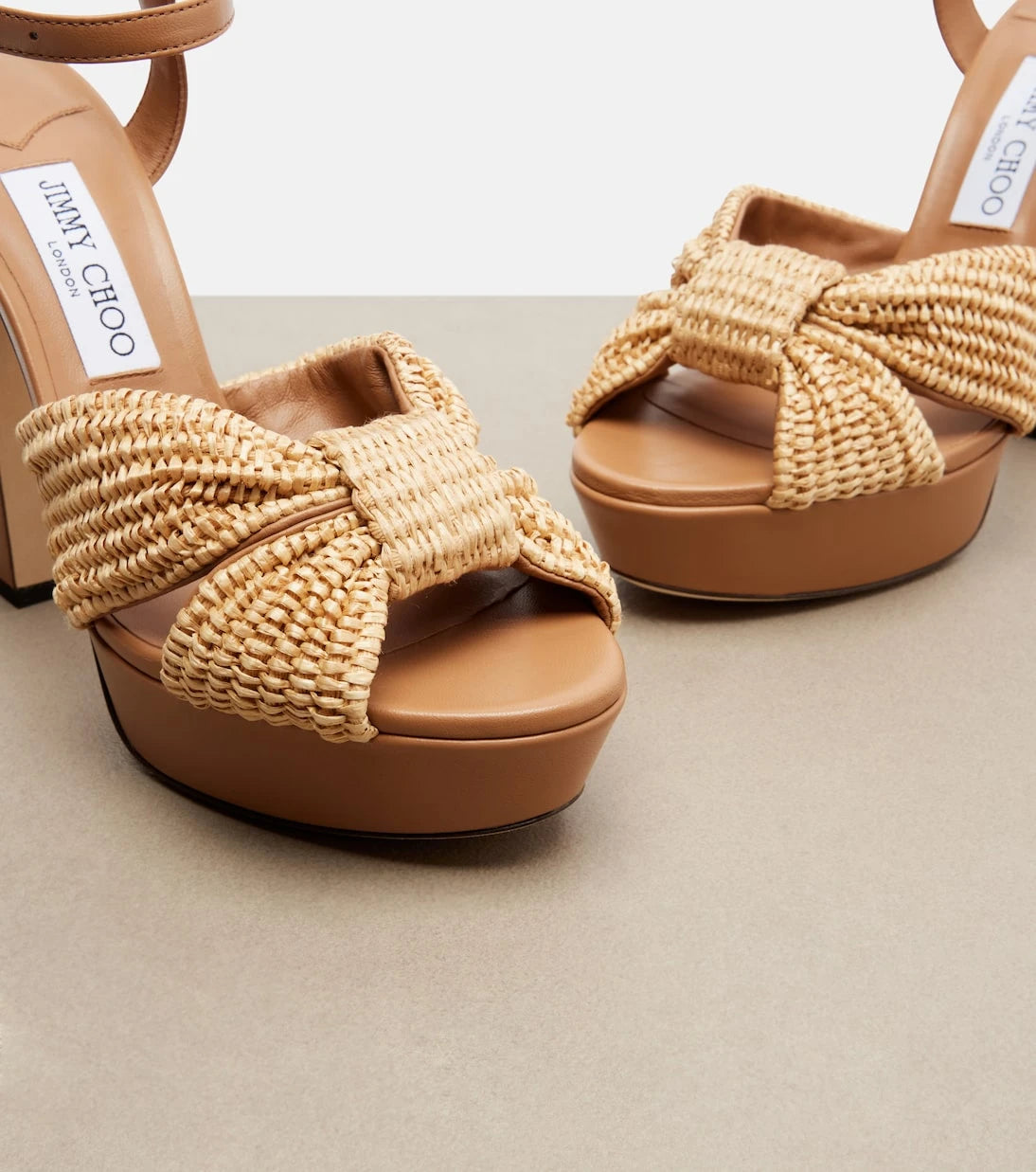 Jimmy Choo - Heloise raffia and leather sandals