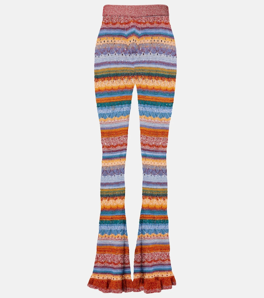 Etro - Crochet striped cotton flared pants