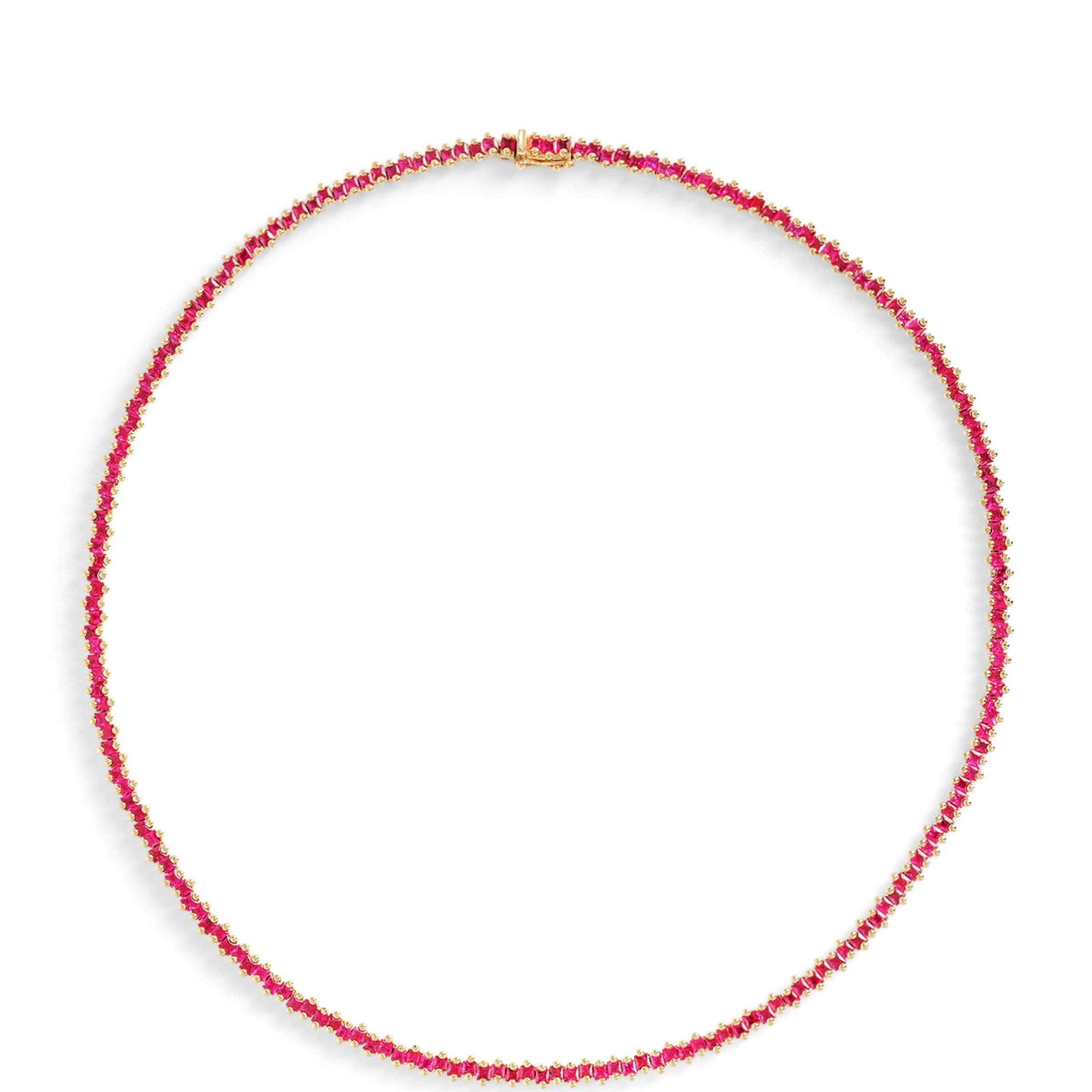 Rose Gold and Ruby Princess Tennis Necklace