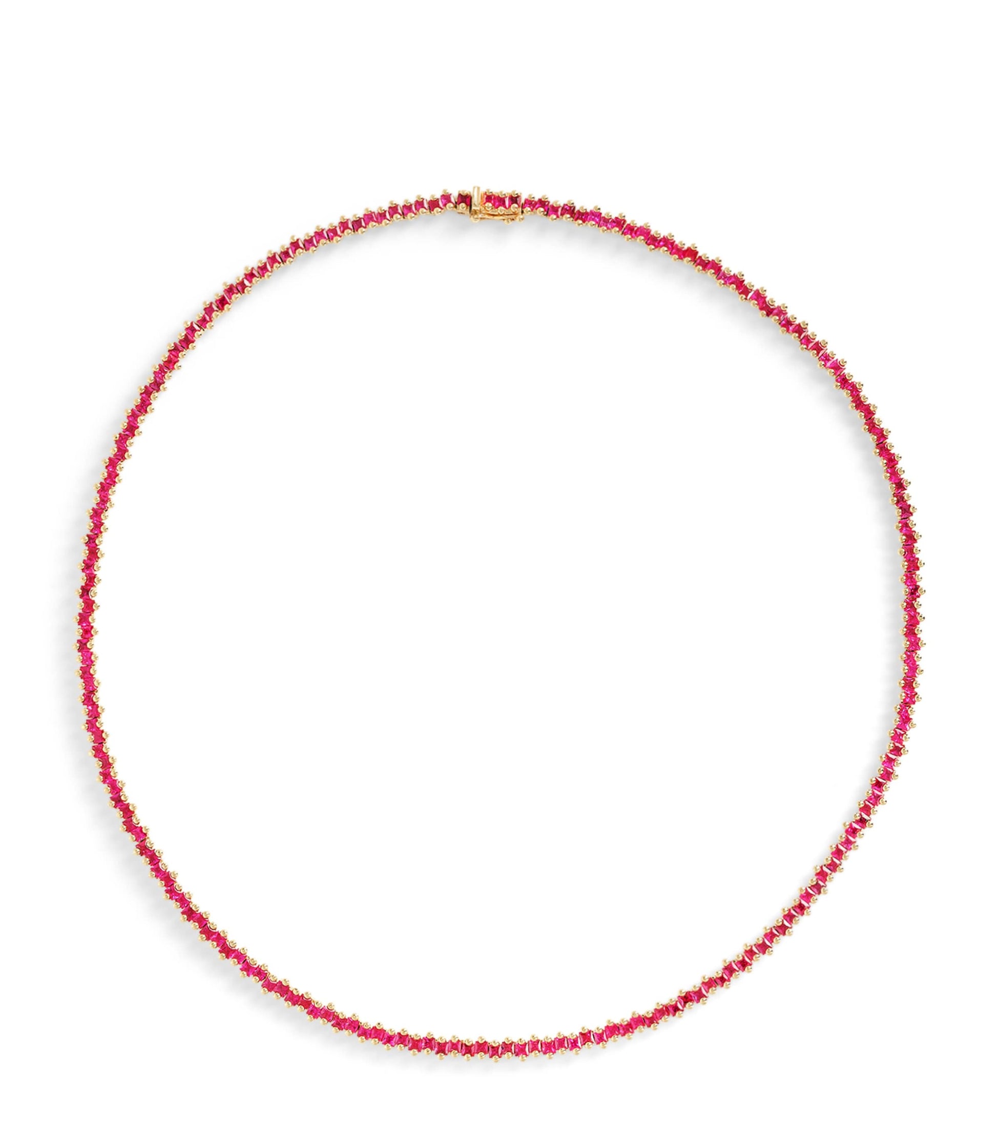 Rose Gold and Ruby Princess Tennis Necklace