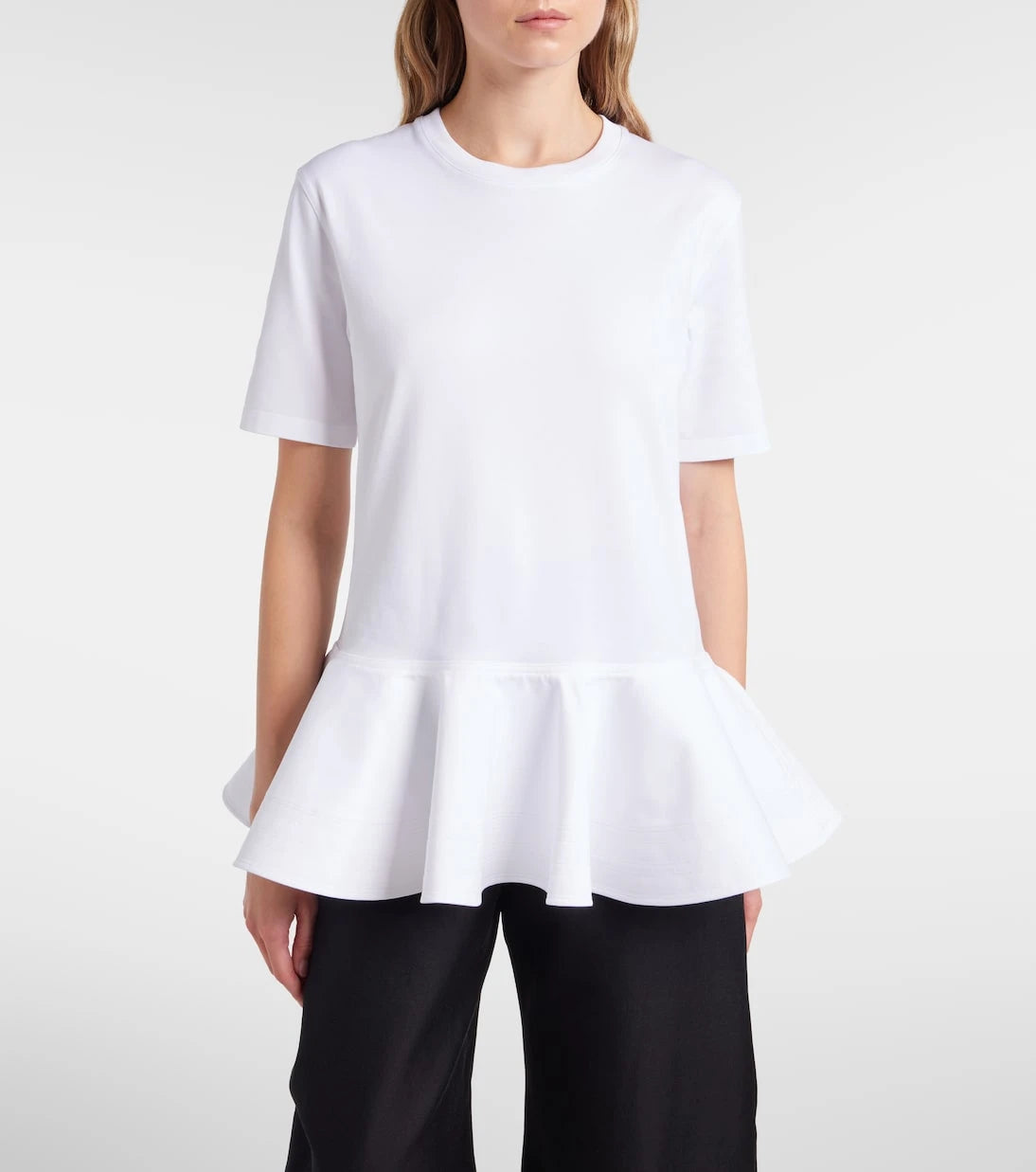 Alaïa - Peplum cotton jersey T-shirt