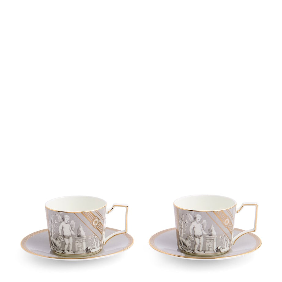 Set of 2 Renaissance Teacups and Saucers